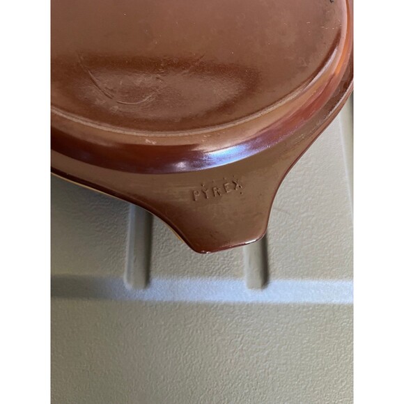 Vintage Pyrex Covered Casserole Dishes Bowls Tan Orange Gold with Brown Lid - Picture 7 of 11